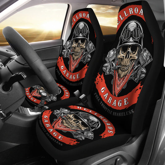 Set 2 pcs Hell road skull car seat covers