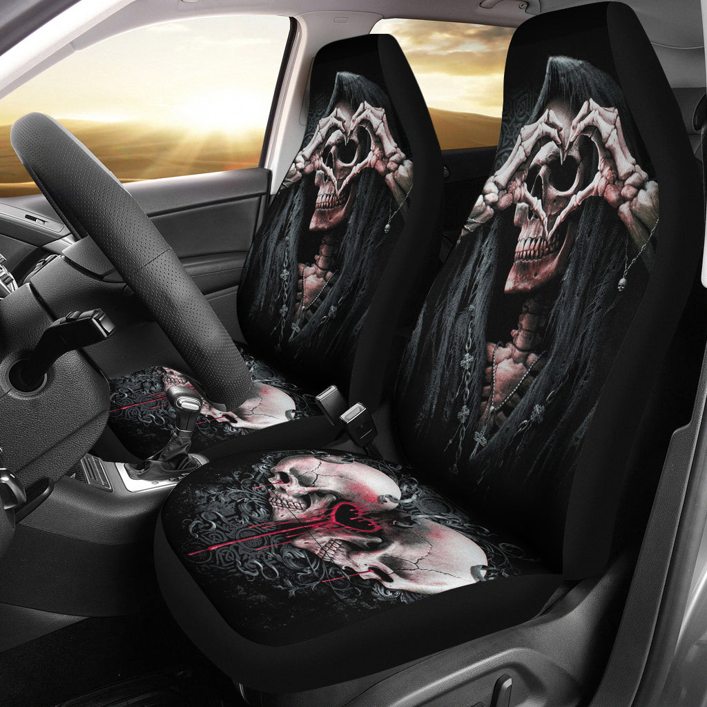 Set of 2 pcs skull girl car seat covers