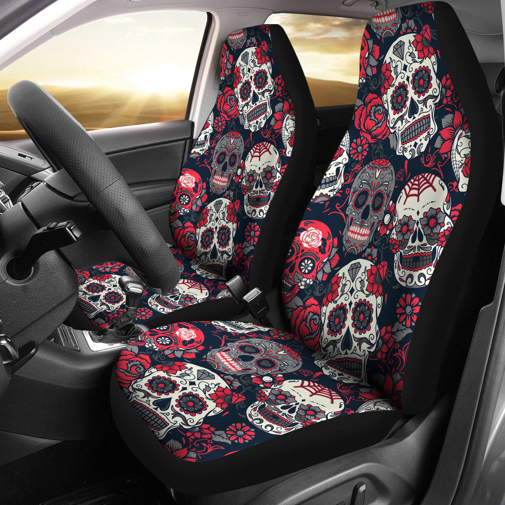 Set 2 seat cover sugar skulls