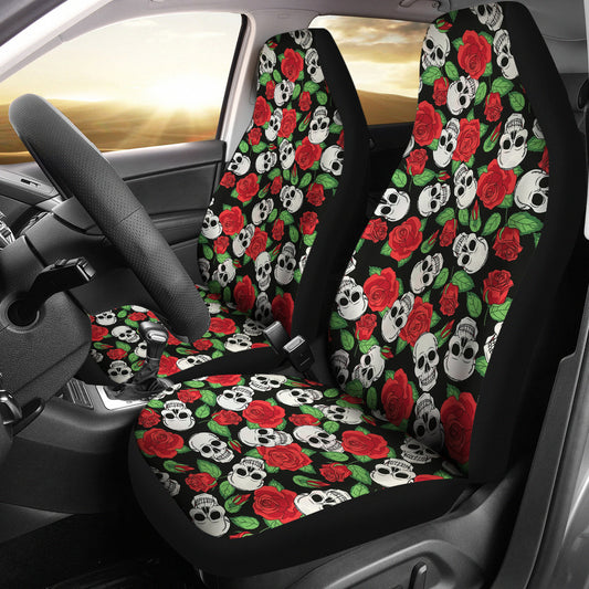 Set of 2 Pcs Skull sugar skull car seat covers