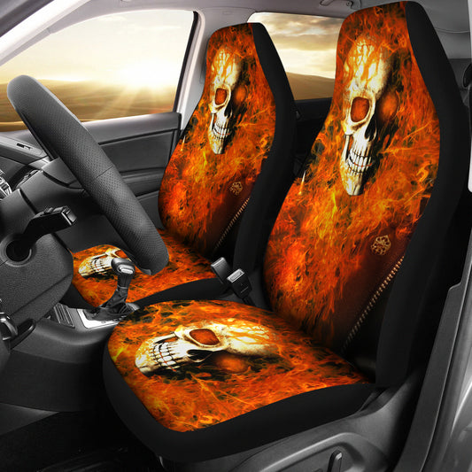 Set 2 pcs Gothic skull car seat covers