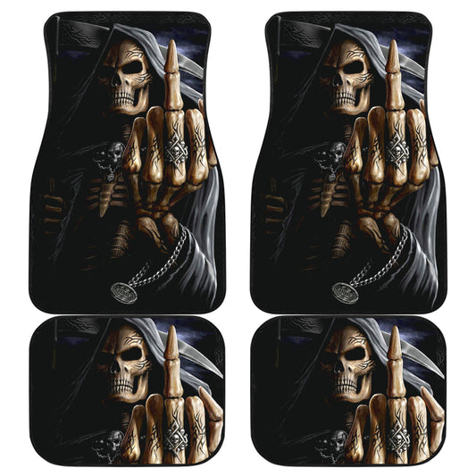 Set of 4 pcs grim reaper flaming skull car mats