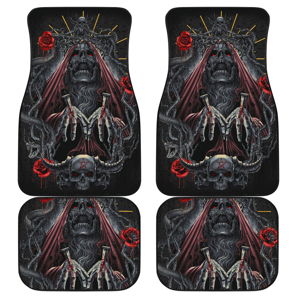 Set 4 pcs gothic skull car mats