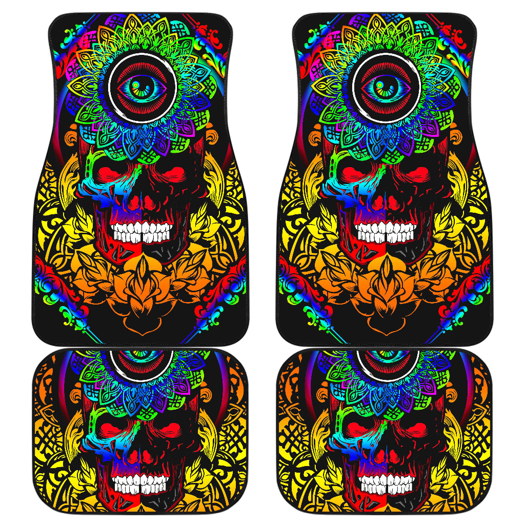 Set of 4 pcs sugar skull car mats