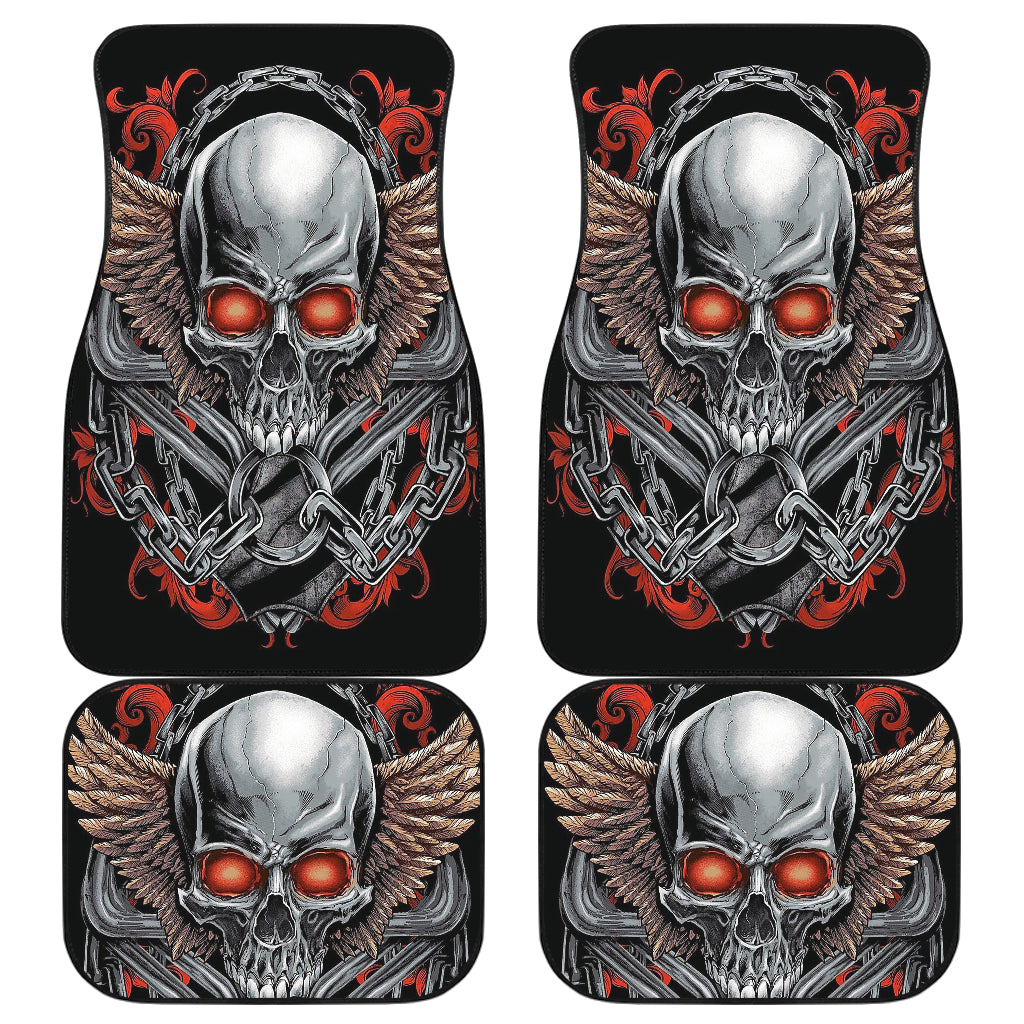 Set of 4 pcs Gothic sugar skull car mat