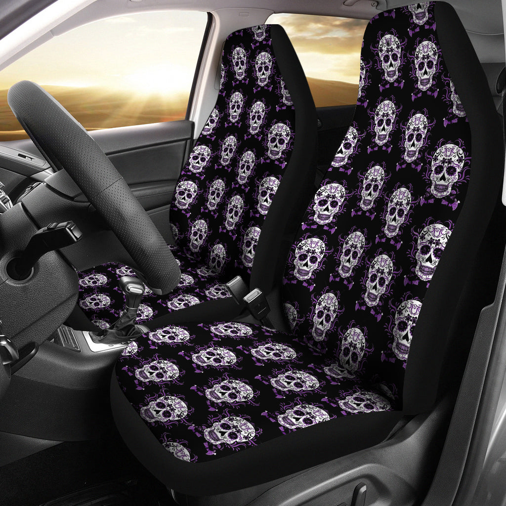 Sugar skull day of the dead seat cover