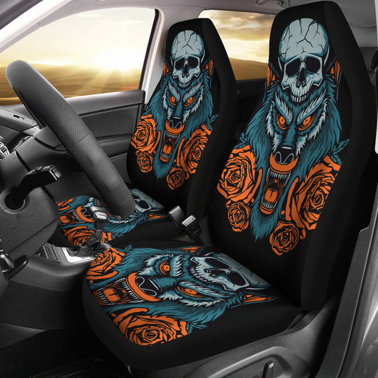 Set of 2 skulls car seat covers