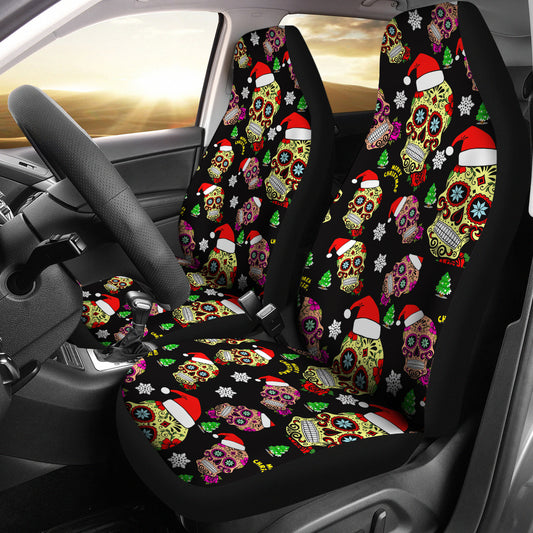 Set 2 pcs Mery Christmas sugar skull car seat covers