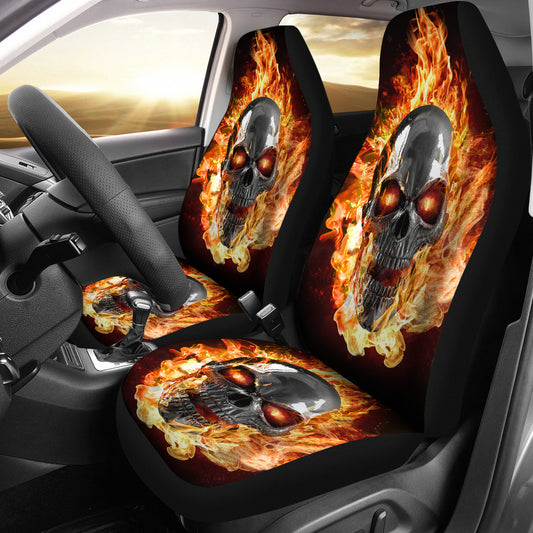 Set of 2 - Burning skulls - Awesome car seat covers