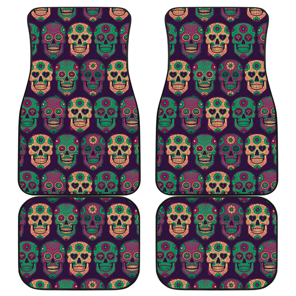 Set of 4 pcs sugar skull car mats