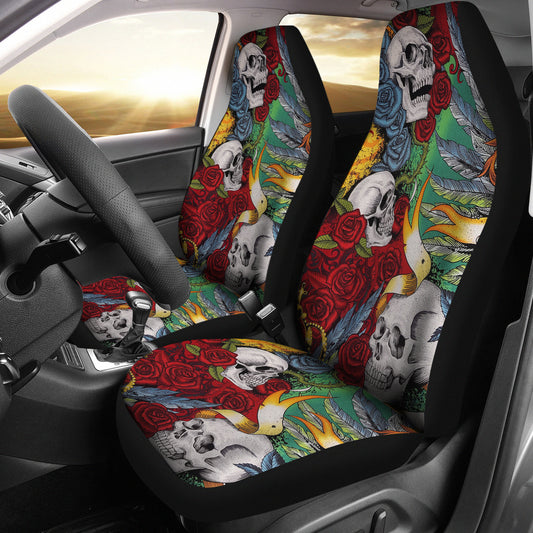 Set of 2 skull King Queen car seat covers