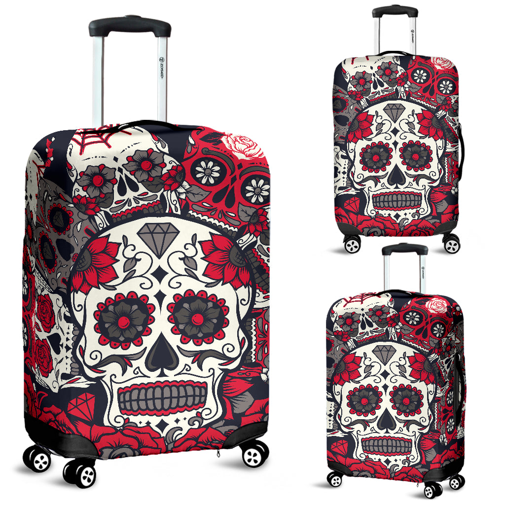 Sugar skull floral luggage suitcase cover