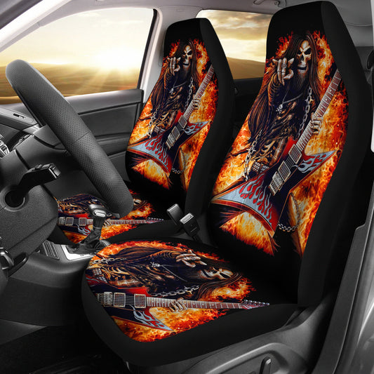 Set 2 pcs Gothic skull guitar car seat covers