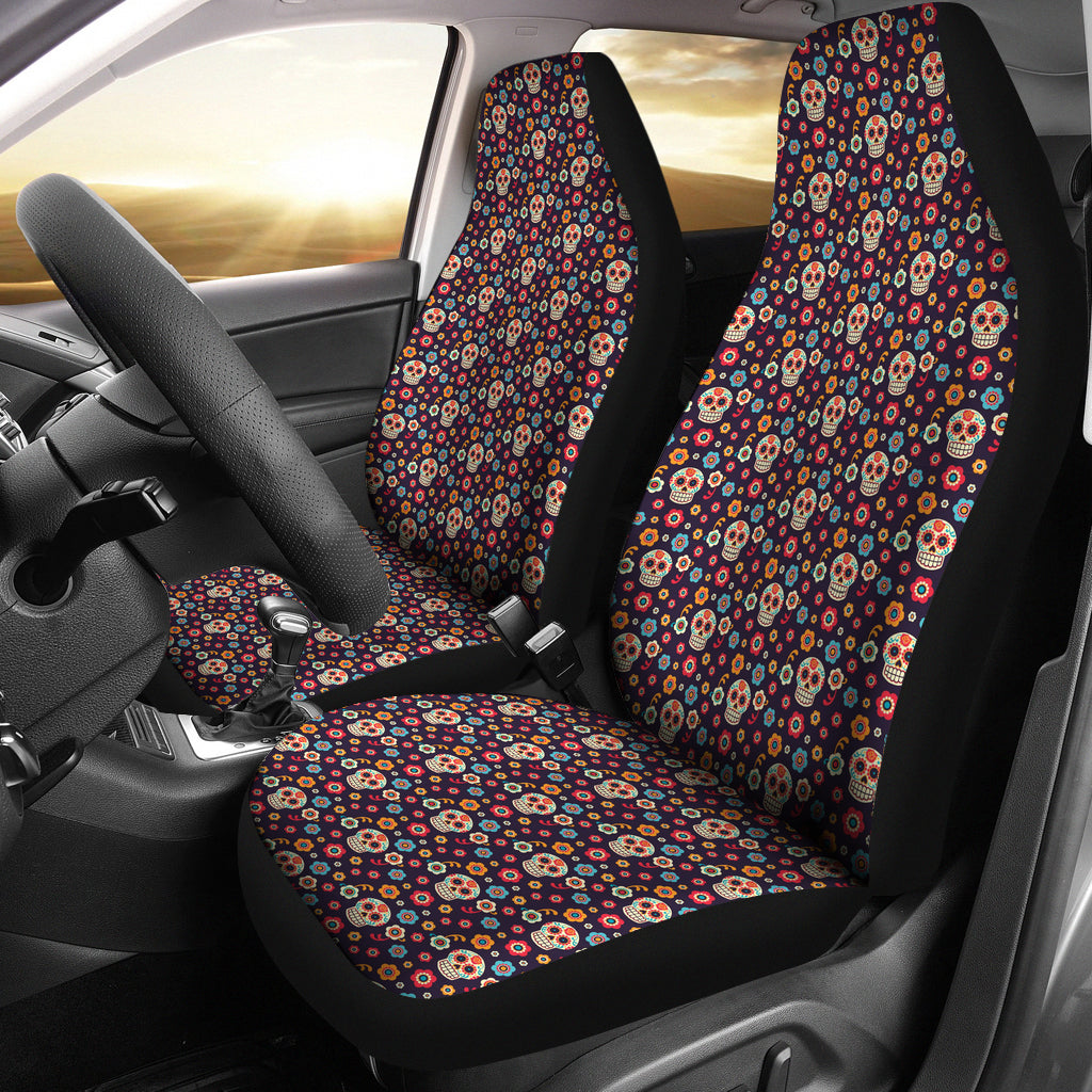 Set 2 seat covers sugar skulls