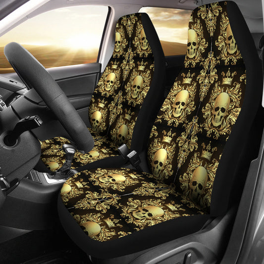 Set of 2 pcs rose skull car seat covers