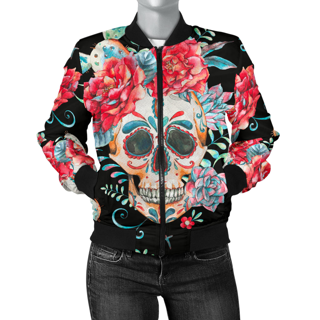 Flower Skull Women's Bomber Jacket