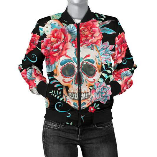 Flower Skull Women's Bomber Jacket