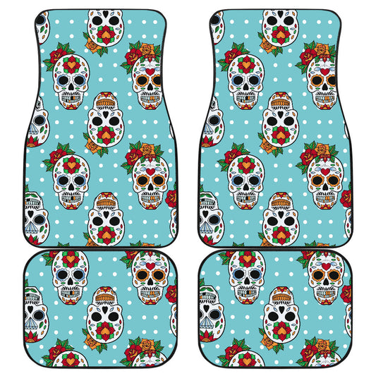 Set of 4 sugar skull car mas, car floor mats