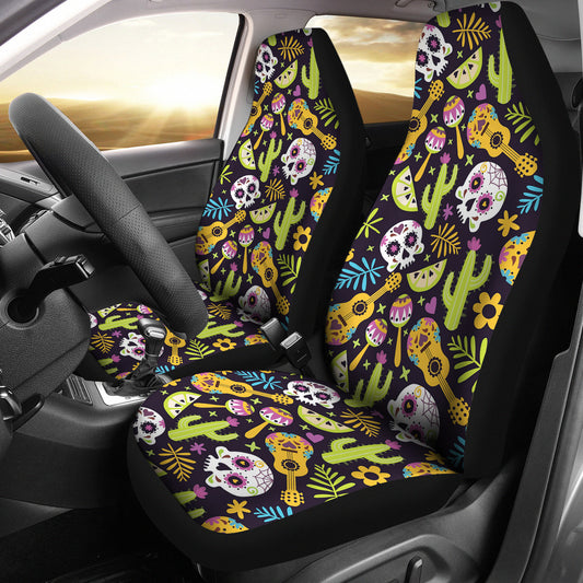 Set 2 pcs sugar skull car seat covers