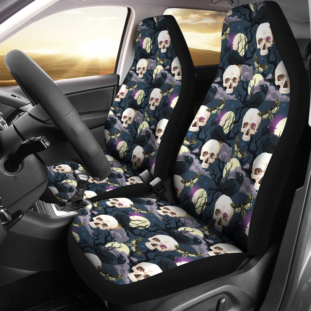 Set of 2 Gothic skull car seat covers