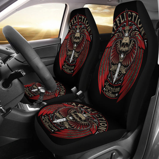 Set of 2 pcs - Skull Affliction Live East American Customs car seat cover