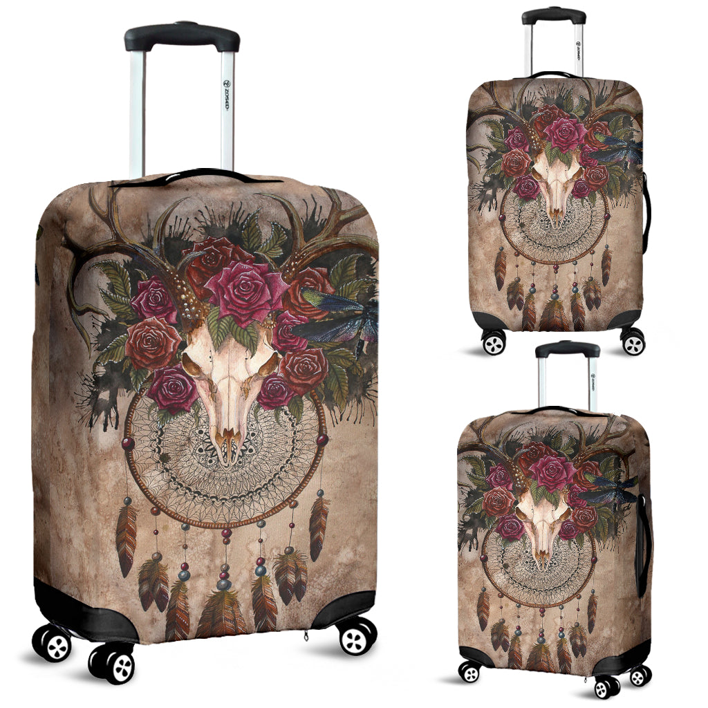 3D Deer Skull Dreamcatcher Luggage Cover 010