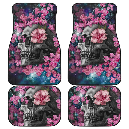 Set of 4 pcs floral skull car mats