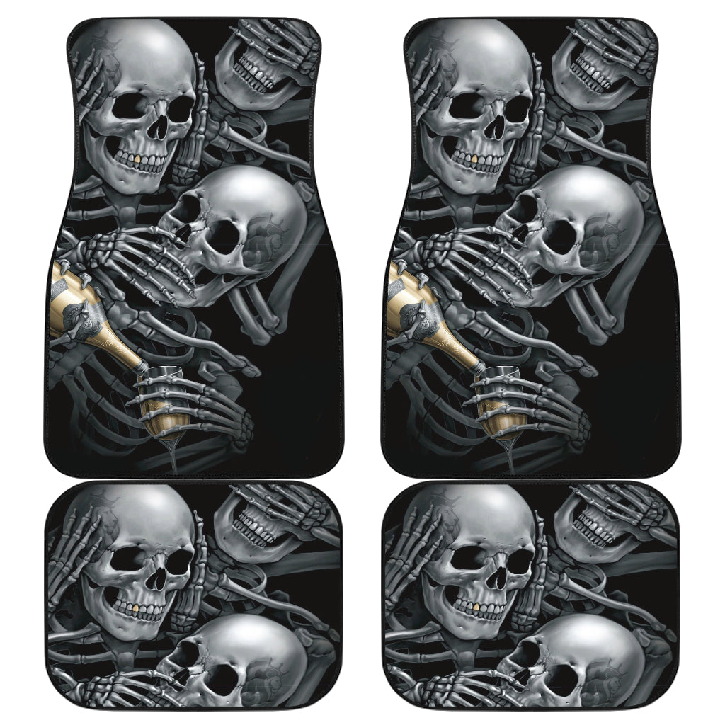 Set 4 pcs No see no hear no speak skull car mats