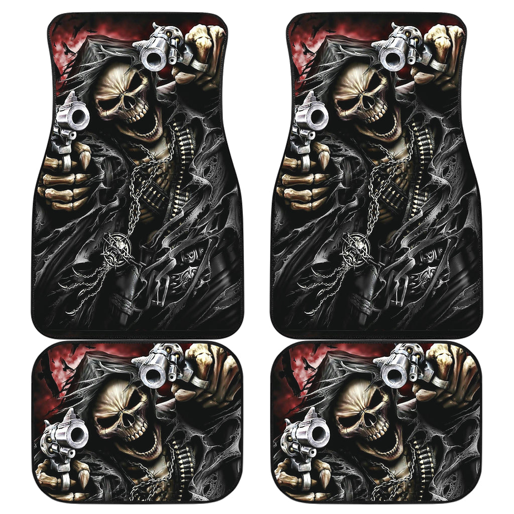 Set of 4 pcs grim reaper skull car mats