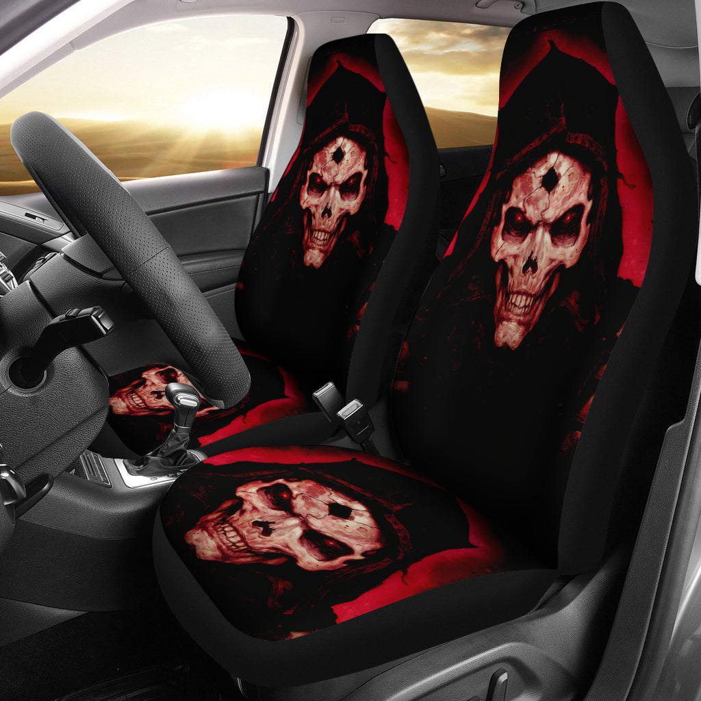 Set 2 pcs Gothic skull car seat covers