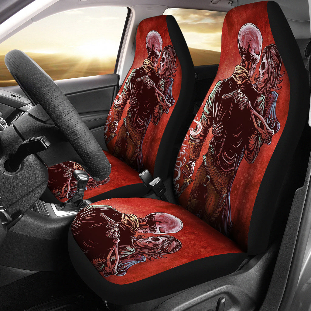 Set of 2 skull Gothic car seat covers