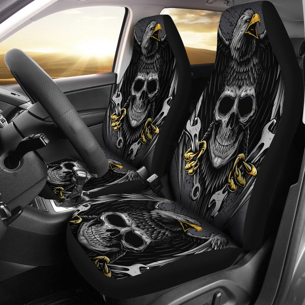 Set 2 pcs Gothic skull car seat covers