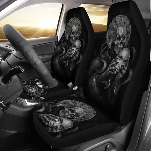 Set of 2 skull Gothic car seat covers