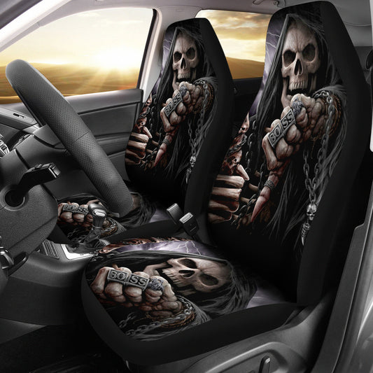 Set 2 pcs Boss skull car seat covers