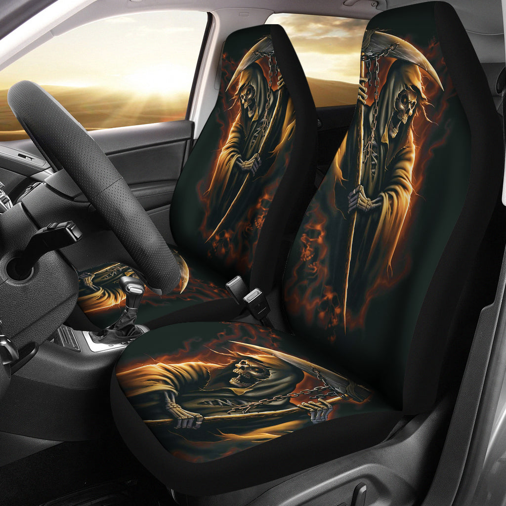 Set of 2 pcs skull car seat covers