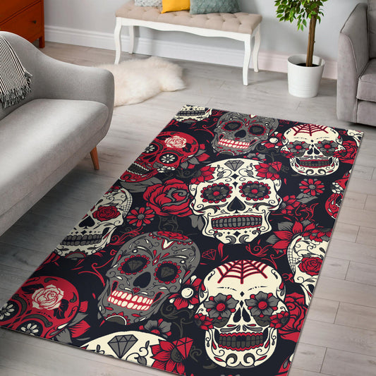 Day of the dead rug mat, sugar skull carpet