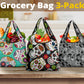 Set of 3 pcs Sugar skull grocery bags