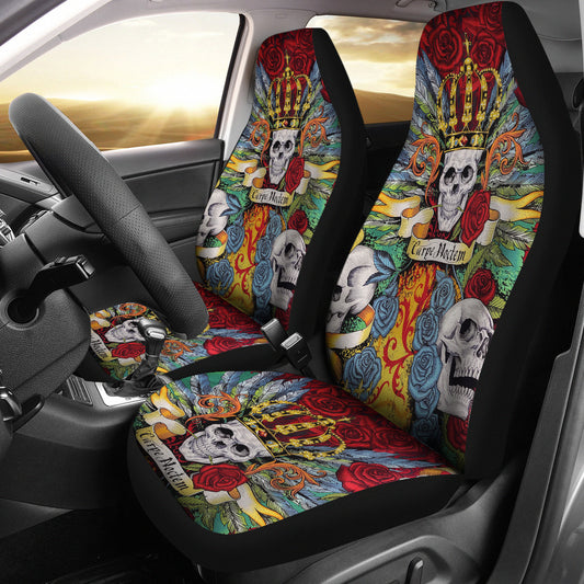 Set of 2 the king skull seat covers