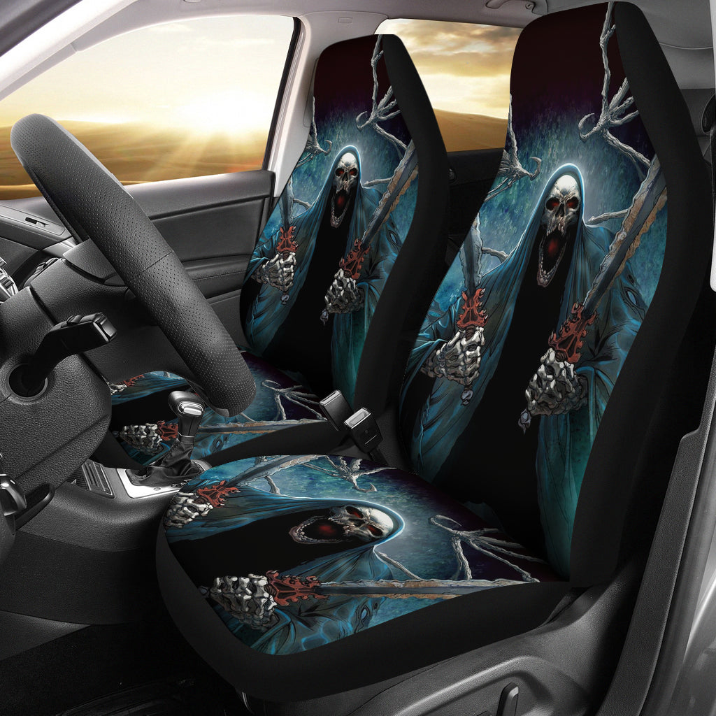 Set 2 pcs Gothic skull car seat covers