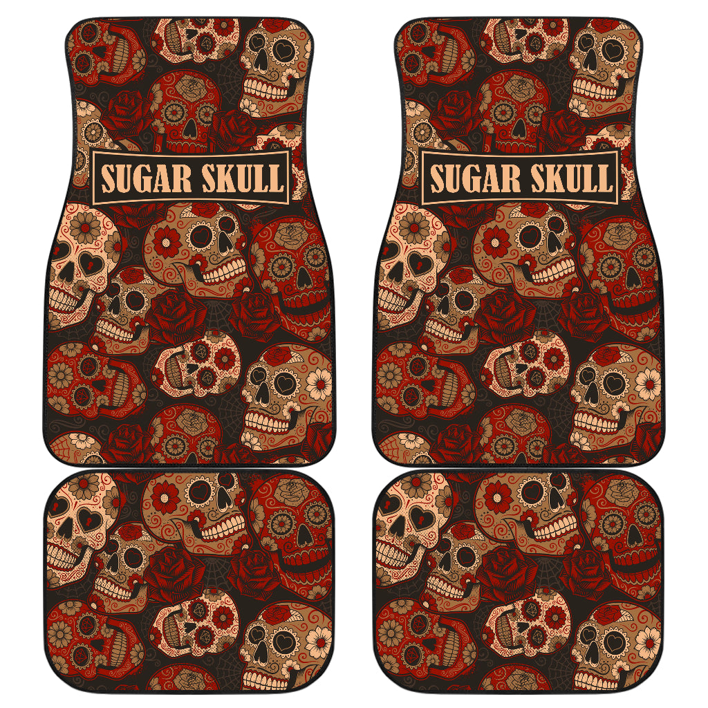 Set of 4 pcs sugar skull car mats