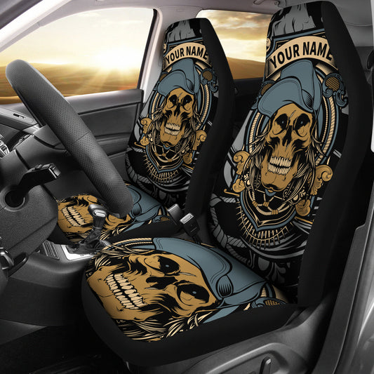 Set of 2 Custom Name skulls seat cover