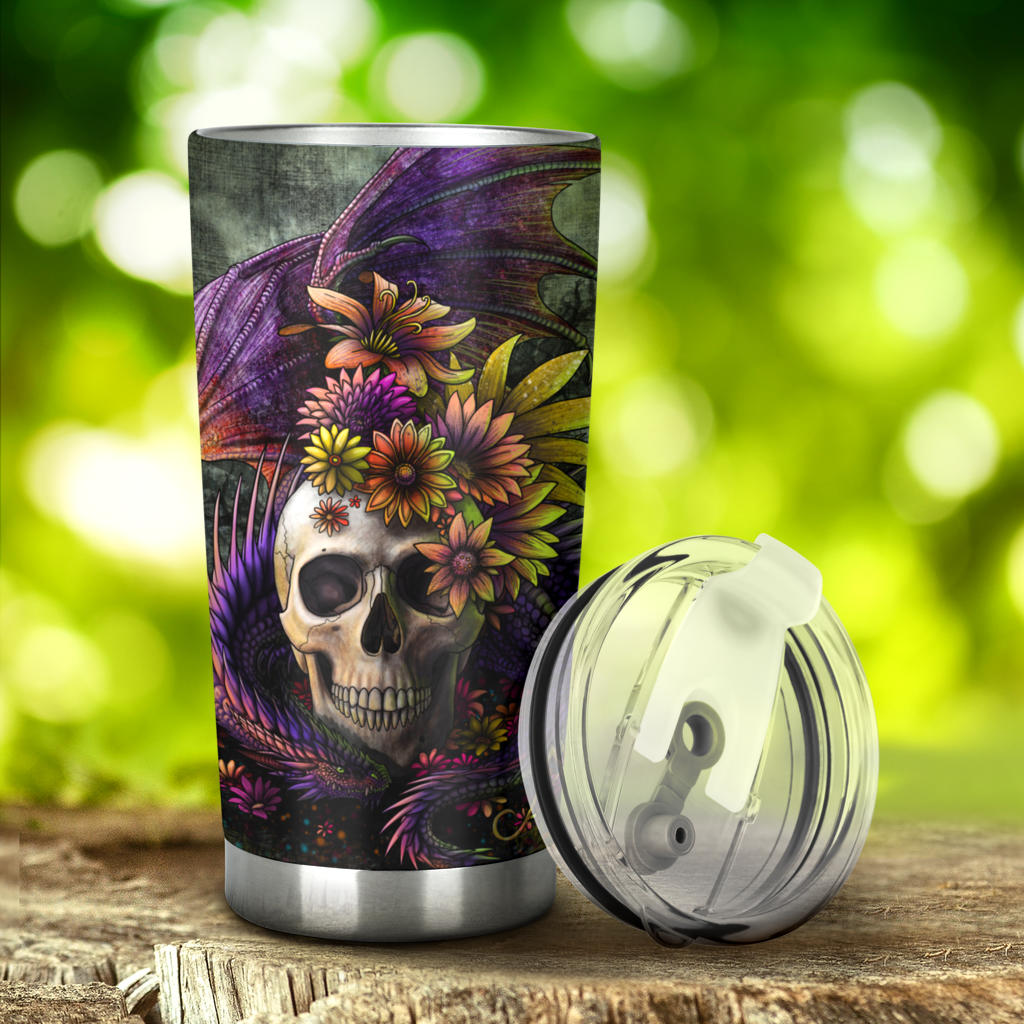 Skull dragon tumbler cup