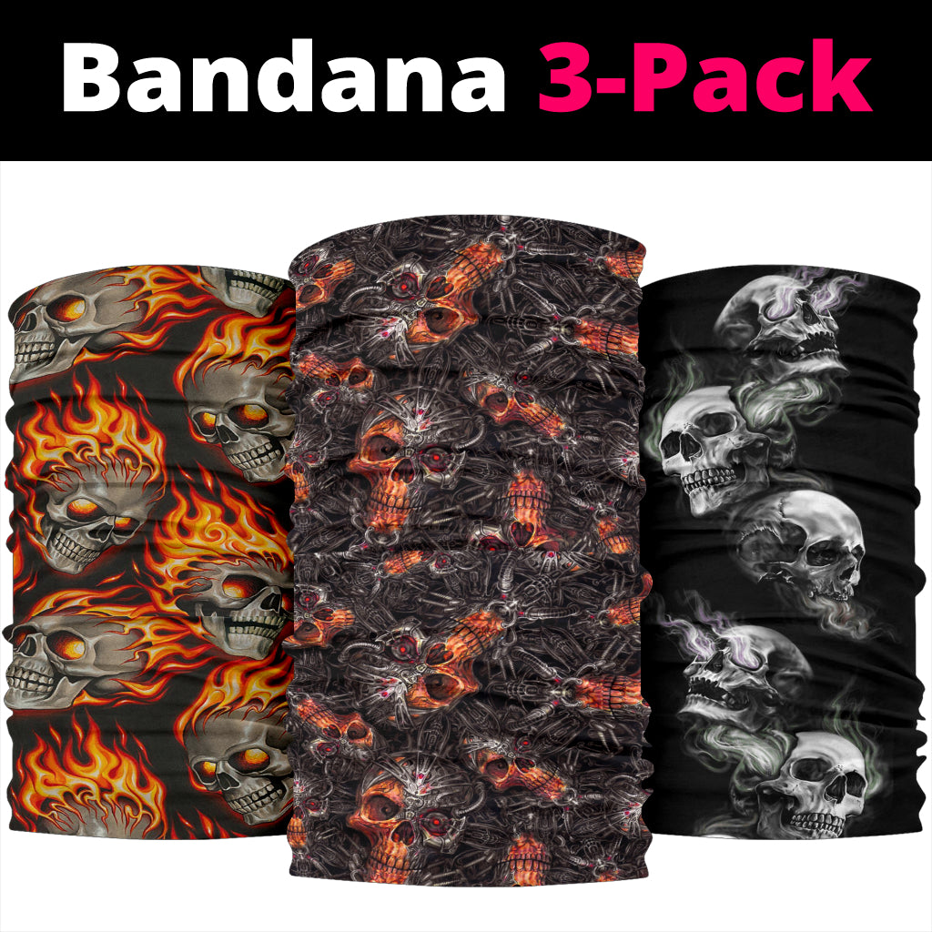 Set of 3 awesome skull gothic bandana