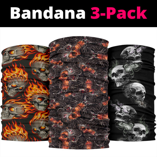 Set of 3 awesome skull gothic bandana