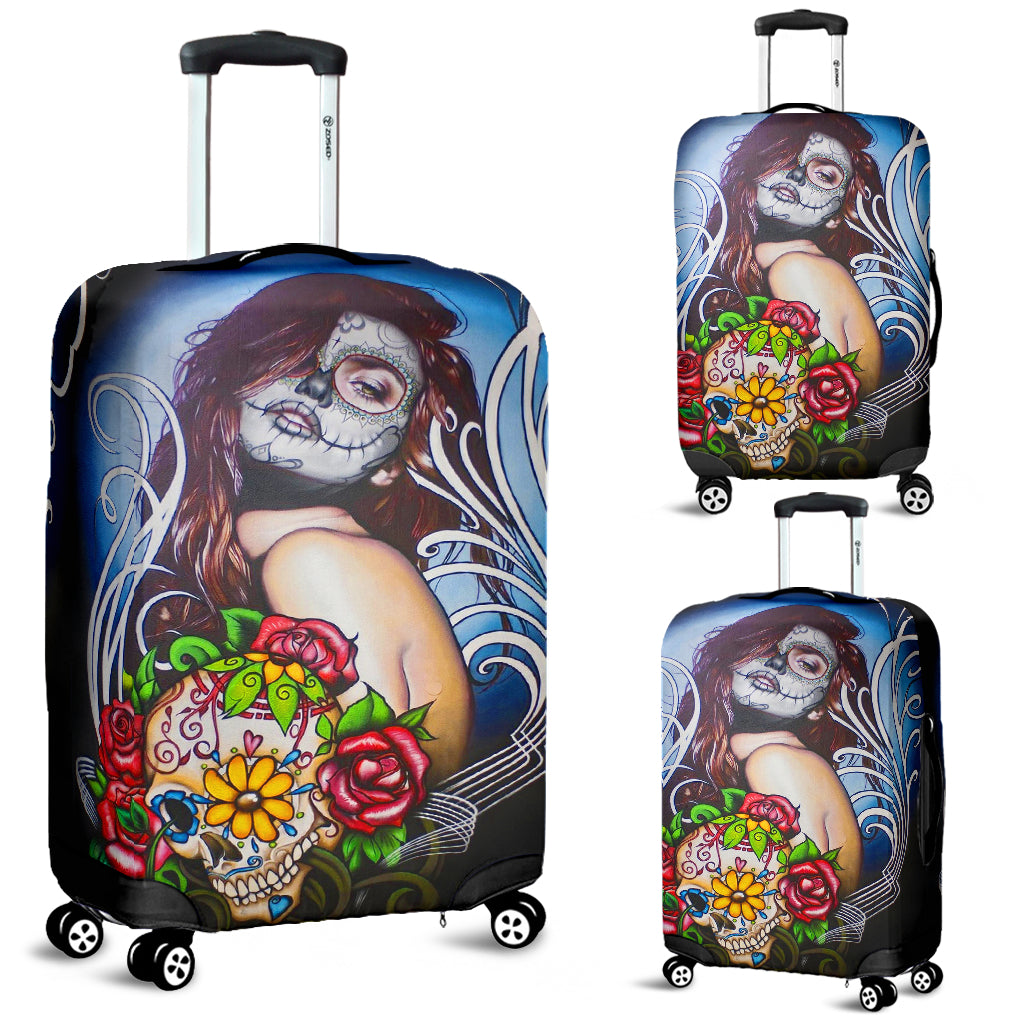 Sugar skull girl luggage covers