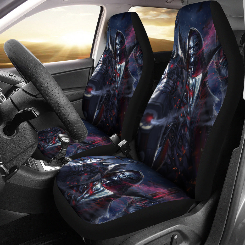 Set of 2 grim reaper skull Gothic car seat covers