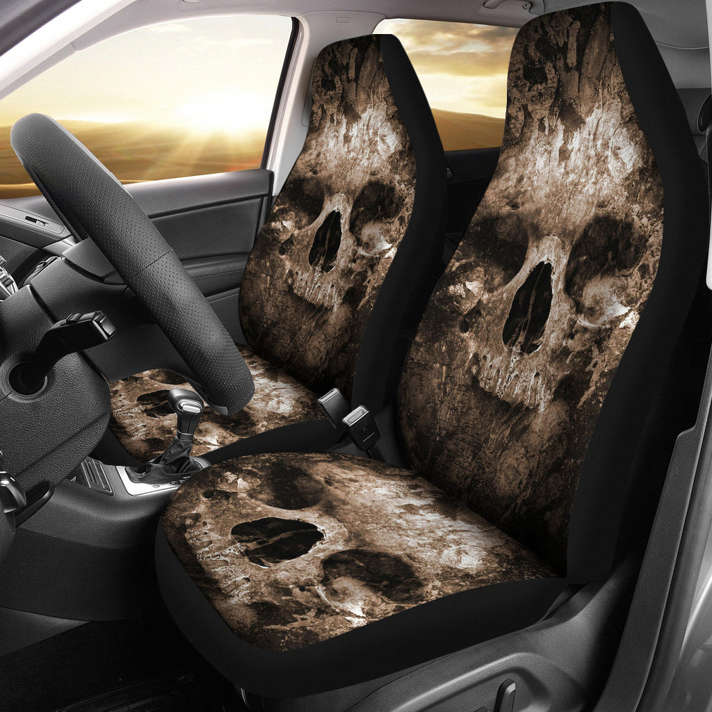 Set 2 skull gothic seat cover sugar skulls