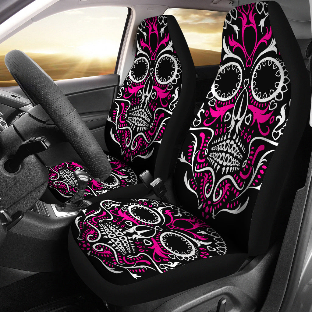 Set 2 seat cover sugar skulls