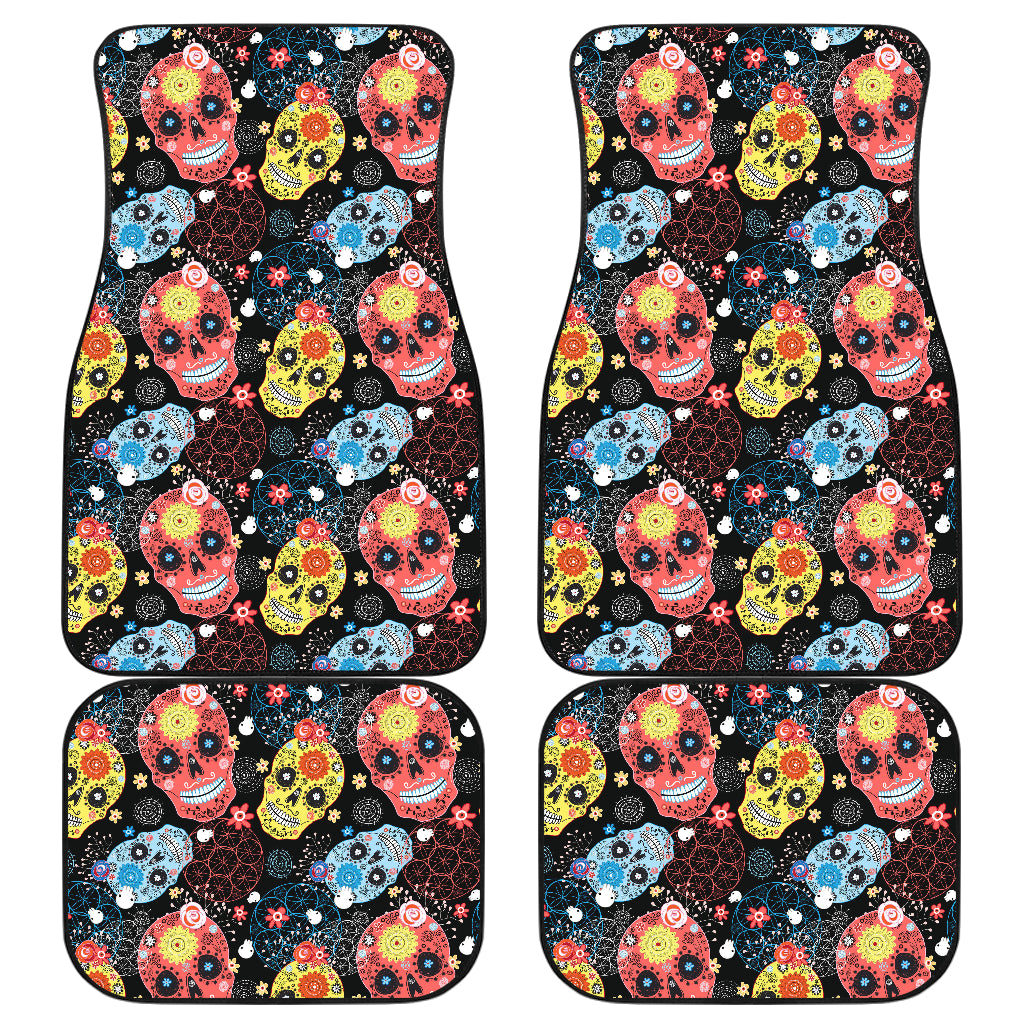 Set of 4 pcs sugar skull car mats