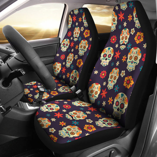 Set 2 seat cover sugar skulls